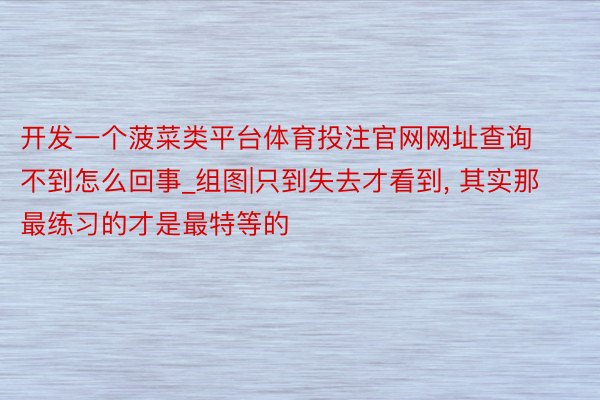 开发一个菠菜类平台体育投注官网网址查询不到怎么回事_组图|只到失去才看到, 其实那最练习的才是最特等的