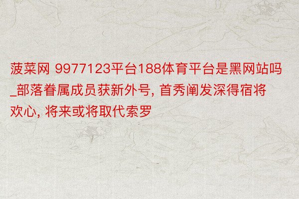 菠菜网 9977123平台188体育平台是黑网站吗_部落眷属成员获新外号, 首秀阐发深得宿将欢心, 将来或将取代索罗